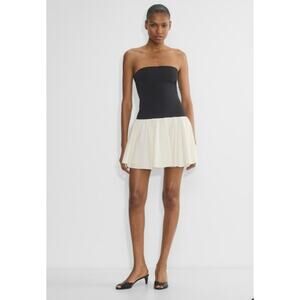 Aritzia Contour Strapless Poplin Mini Dress NWT Sz L Preppy Chic